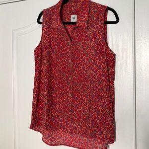 Button down, collared tank blouse